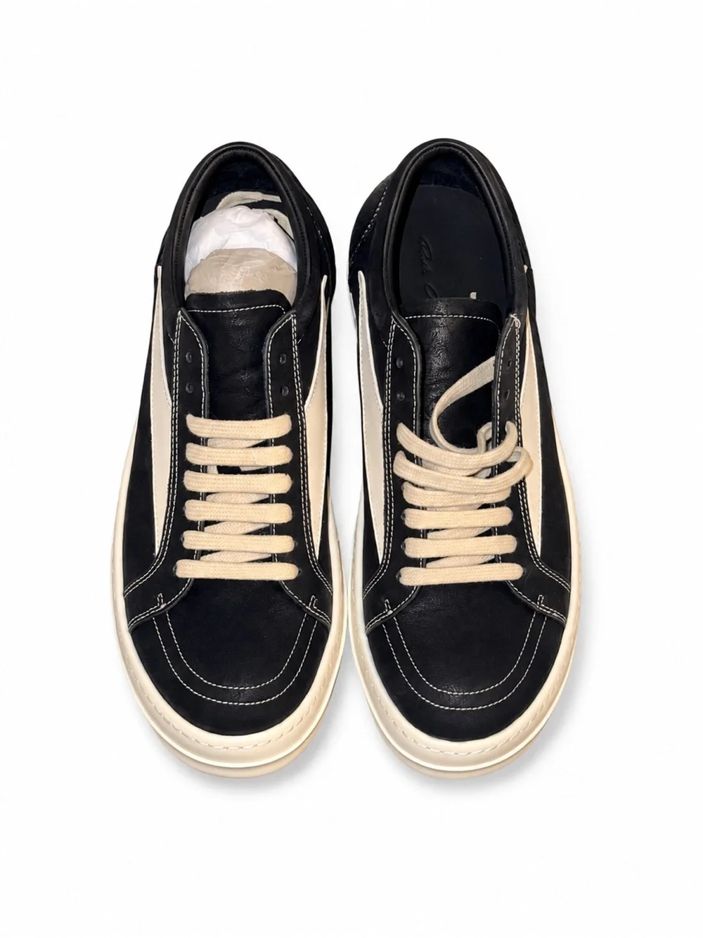 Rick Owen’s Black Oil Wax Leather Low-Top Sneakers size 12 (NO BOX)